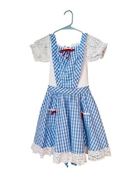 Blue Gingham The Wizard of Oz Forothy Costume Dress with Lace Trim Size XS